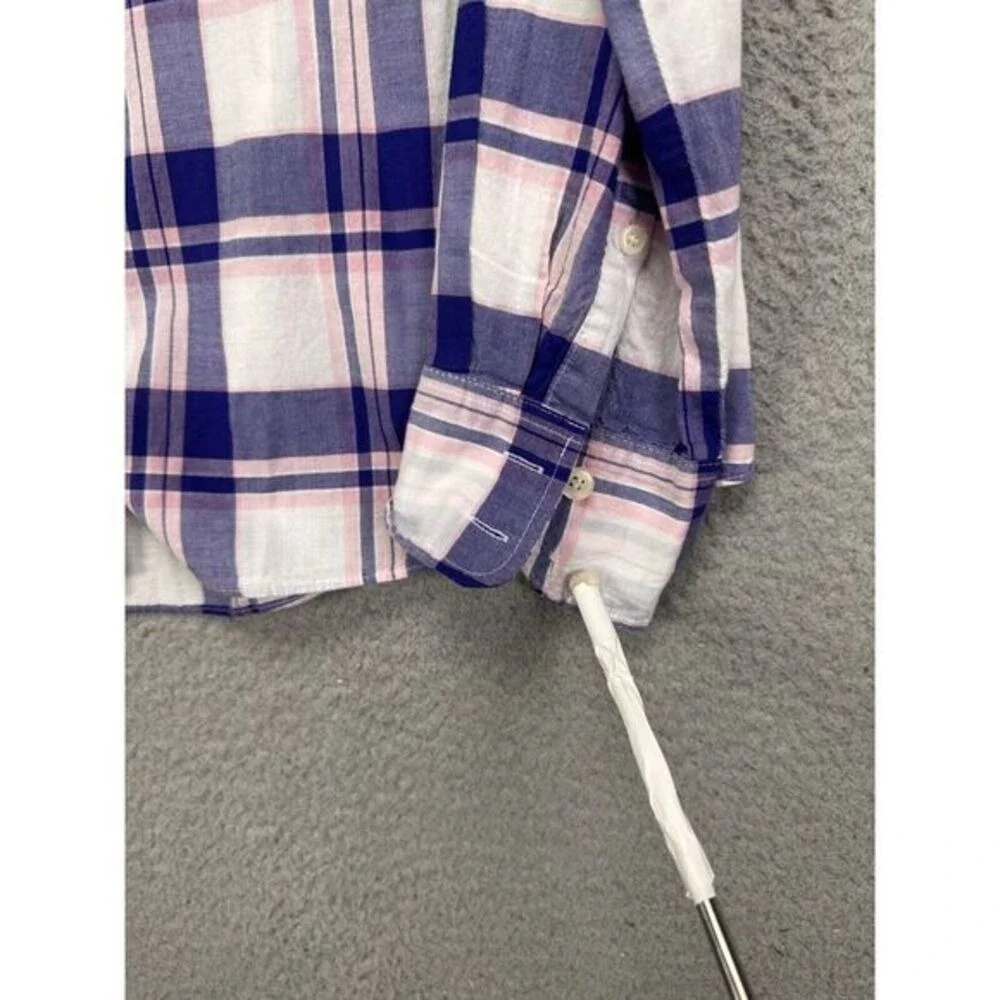 J Crew Button Up Shirt Womens Medium Purple Plaid Long Sleeve Pockets Ladies
